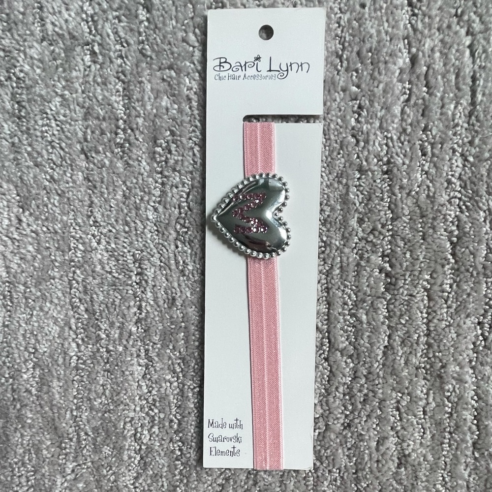 Bari Lynn “M” pink rhinestone headband NWT. Sweet for Valentine’s Day!